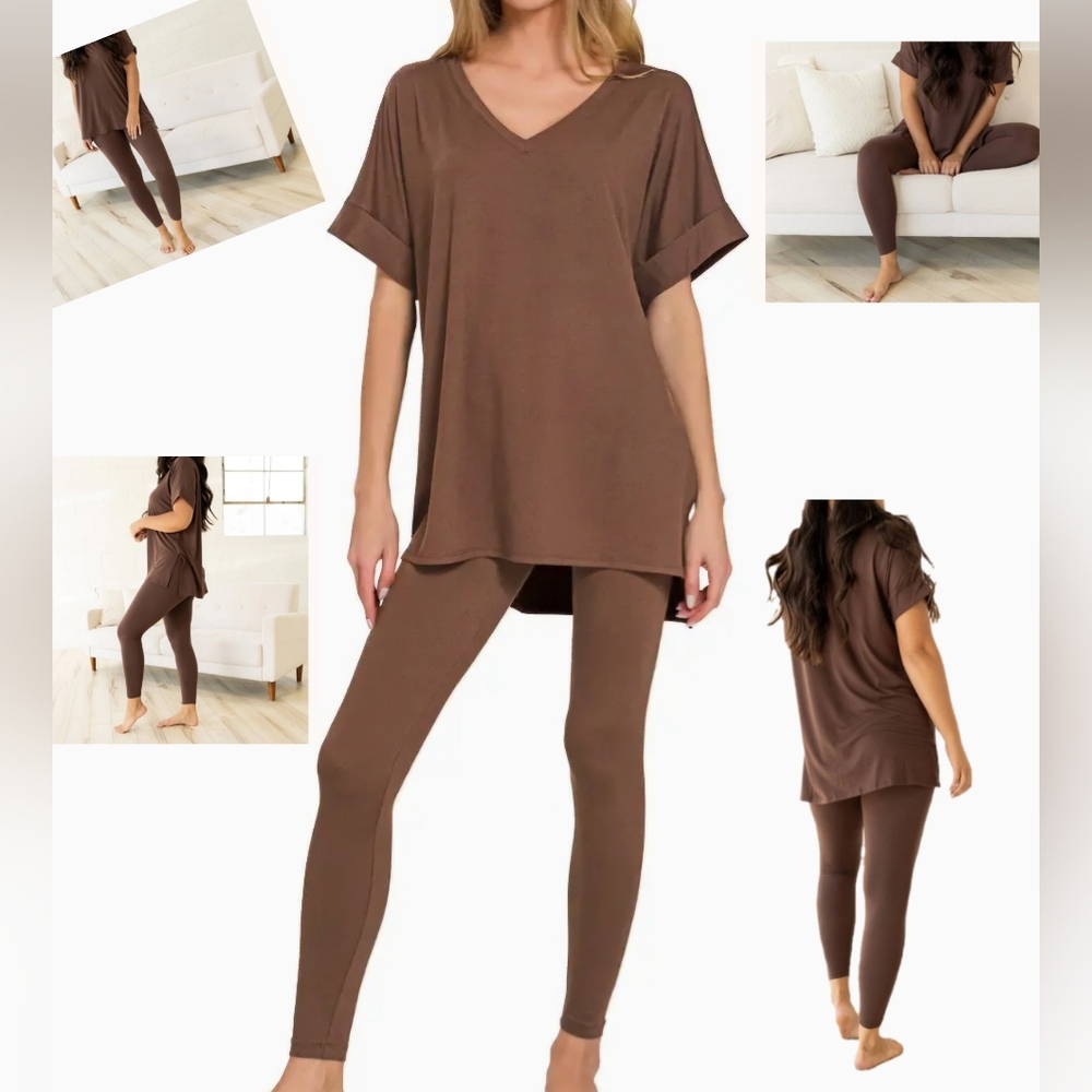#90682 🛑S,M,L,XL Chic & Fabulous Top & Leggings Loungewear 2PC Set